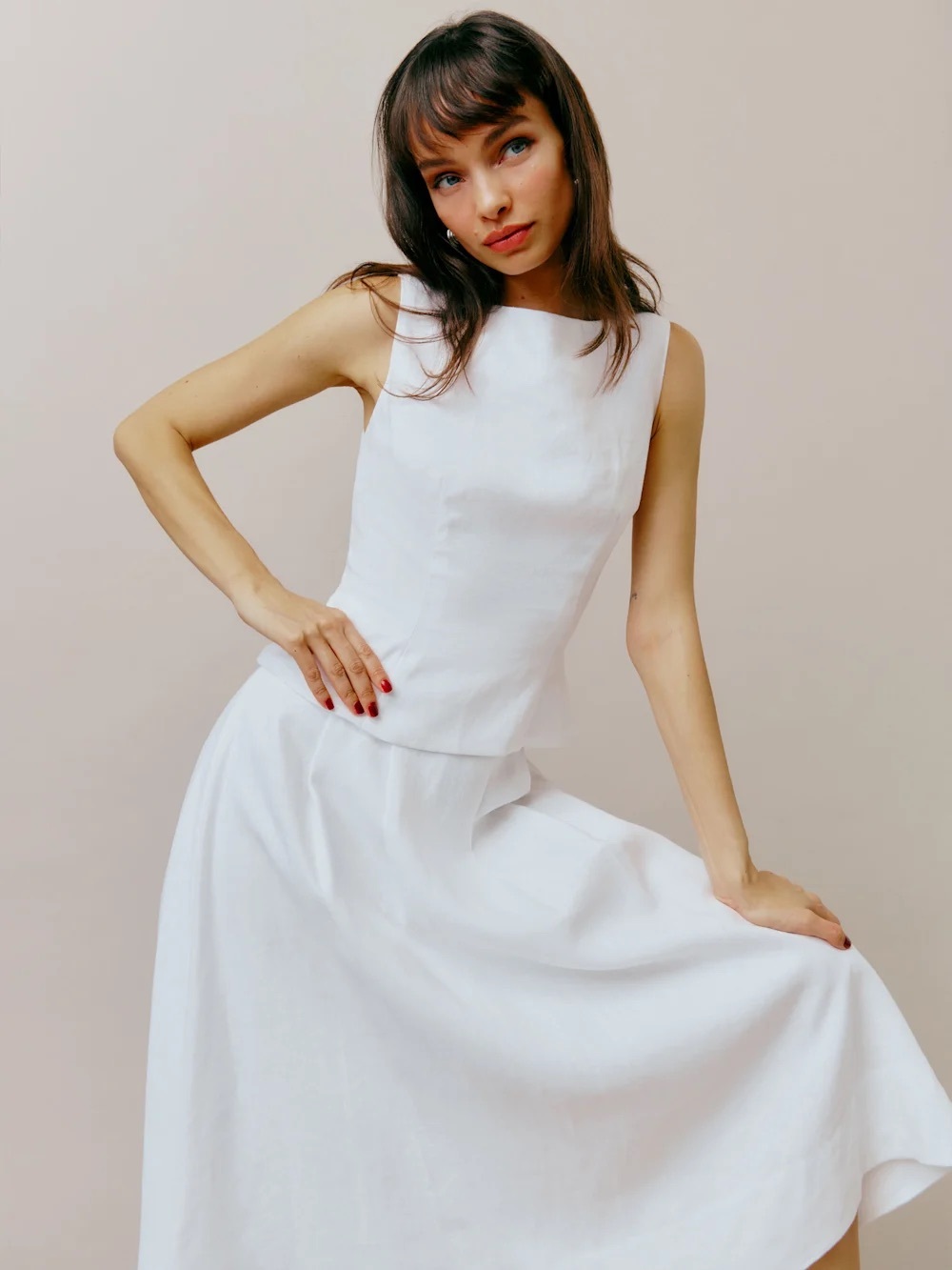 Reformation Moya Linen Two Piece In White, NEW WITHOUT TAGS, UNWORN, NO FLAWS. - Picture 4 of 7